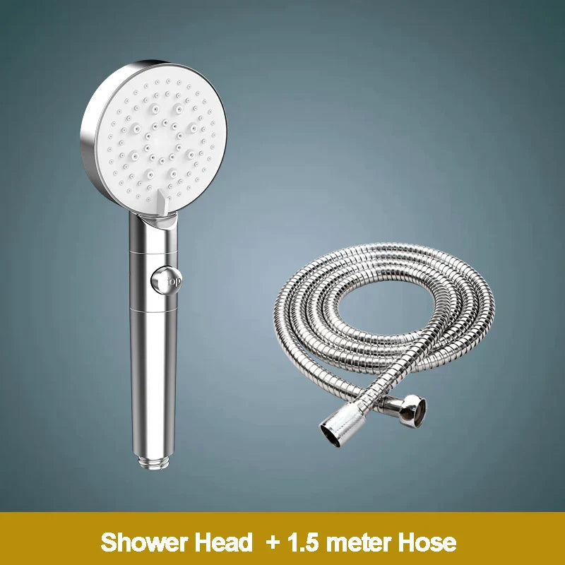 DecorBites™ 5-Function Shower Head with Stop Button, 10cm Panel, Silicone Gel Holes