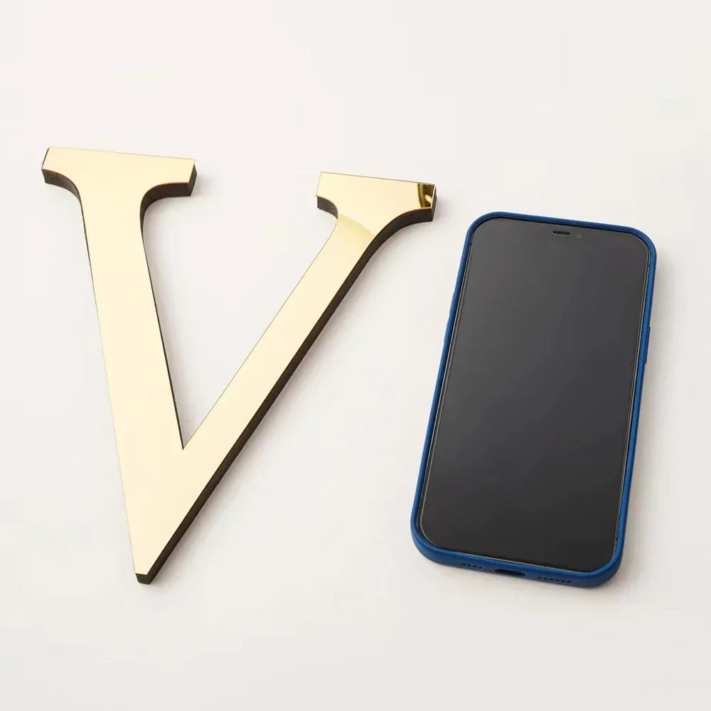 DecorBites™ 20cm Gold/Silver 3D Mirror Letters Wall Stickers For Home Decor