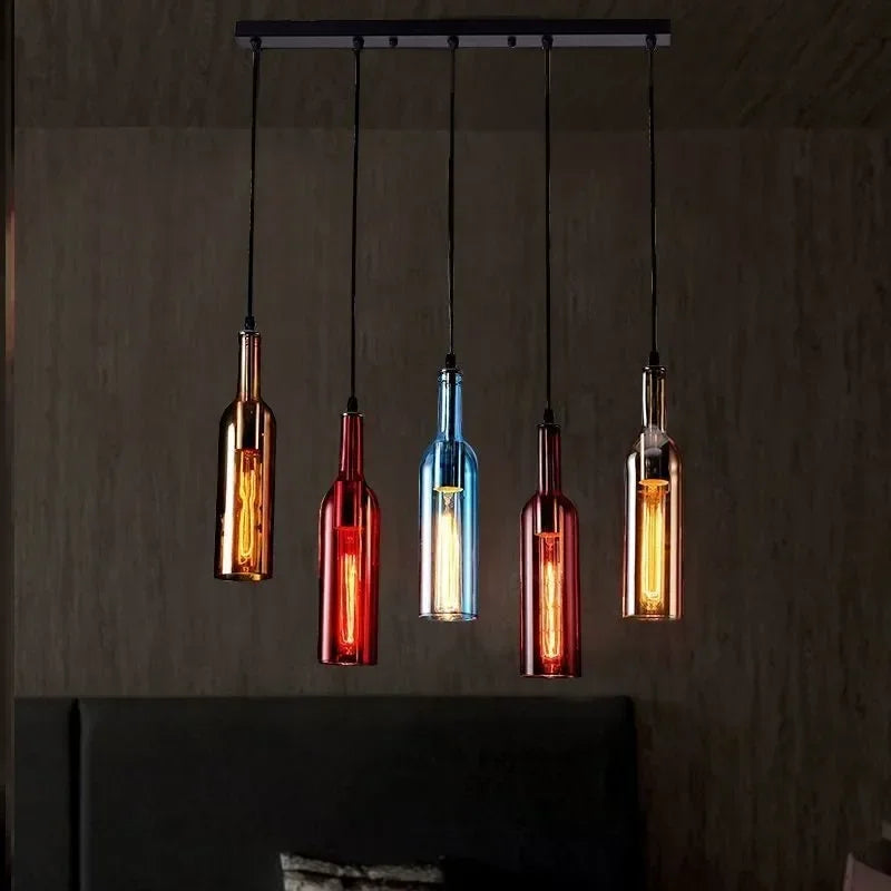 Nordic Glass Beer Bottle Pendant Light