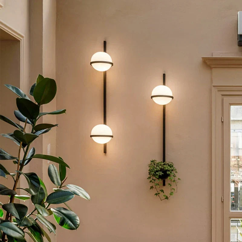DecorBites™ Art Deco White Acrylic Ball Wall Lights with 3-Mode Dimming