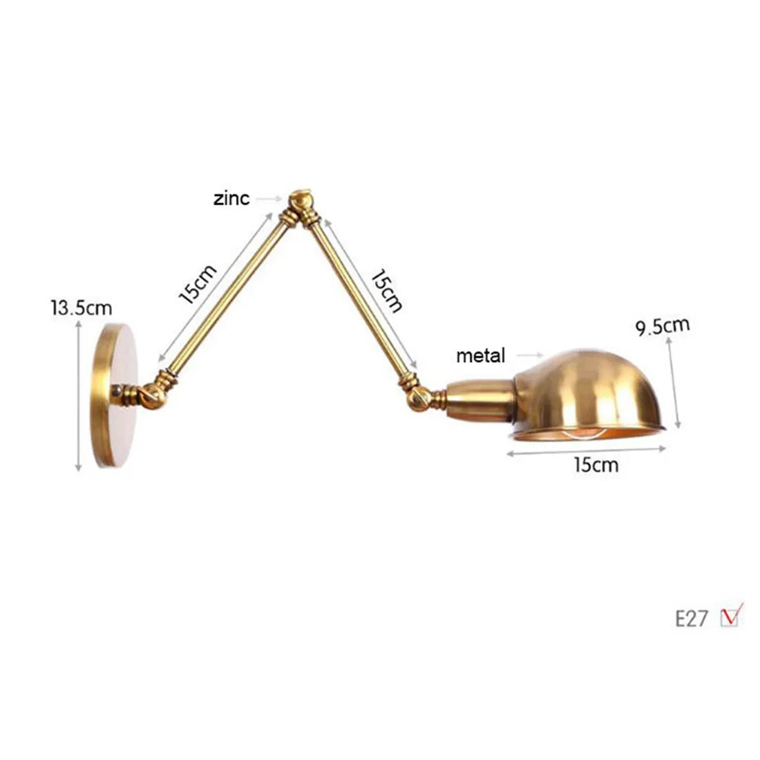 DecorBites™ Gold Plated Adjustable Iron Wall Sconces for Home Decor