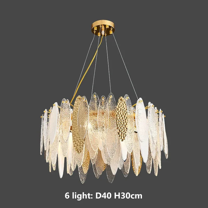 DecorBites™ Gold Metal Chain LED Pendant Lights for Modern Luxury Living Room