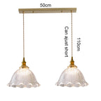 Korean Retro Glass Pendant Light With Wood Accent