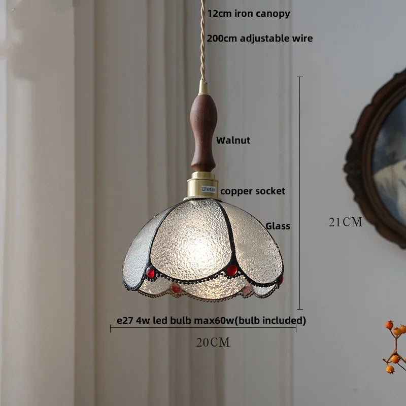 DecorBites™ Butterfly Glass Flower LED Pendant Lamp – Tiffany Style Adjustable Hanging Lamp