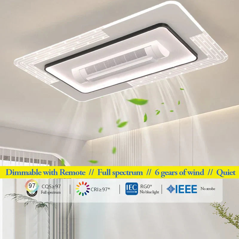 مروحة سقف DecorBites™ LED بدون شفرات مع جهاز تحكم عن بعد قابل للتعتيم وإضاءة داخلية عصرية