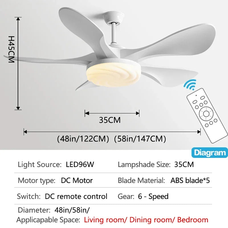 DecorBites™ 58-Inch Black Ceiling Fan Light for Dining & Living Rooms has Strong Winds.