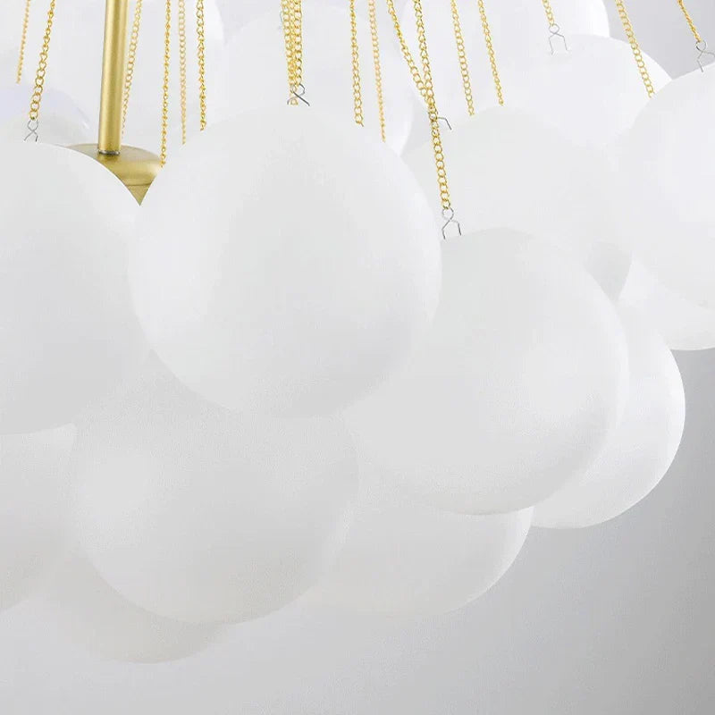 DecorBites™ Frosted Glass Ball LED Chandelier in Gold/Black for Dining Room & Bedroom
