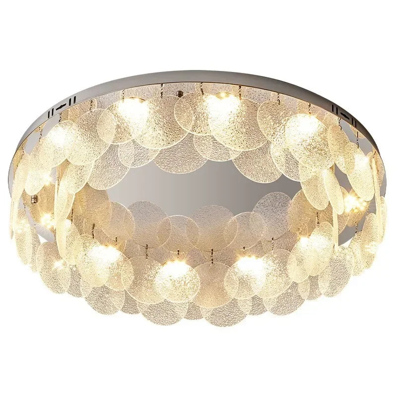 DecorBites™ ثريا زجاجية ومصباح سقف LED | فن معدني حديث | ديكور داخلي لغرفة المعيشة والمطبخ