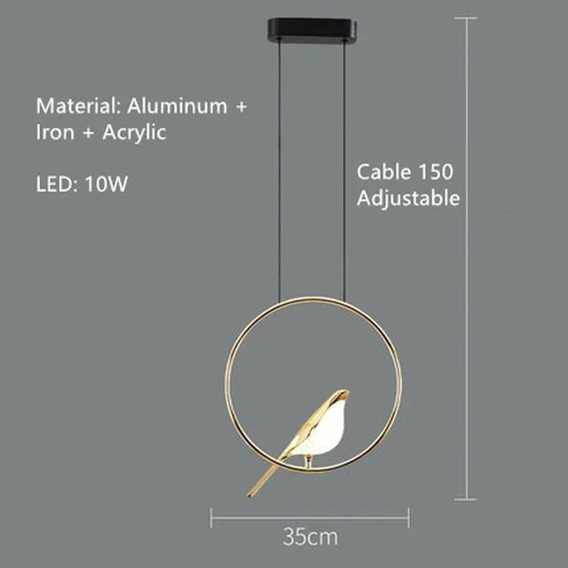 DecorBites™ Gold Magpie Bird LED Ceiling Chandelier for Dining Room Decor