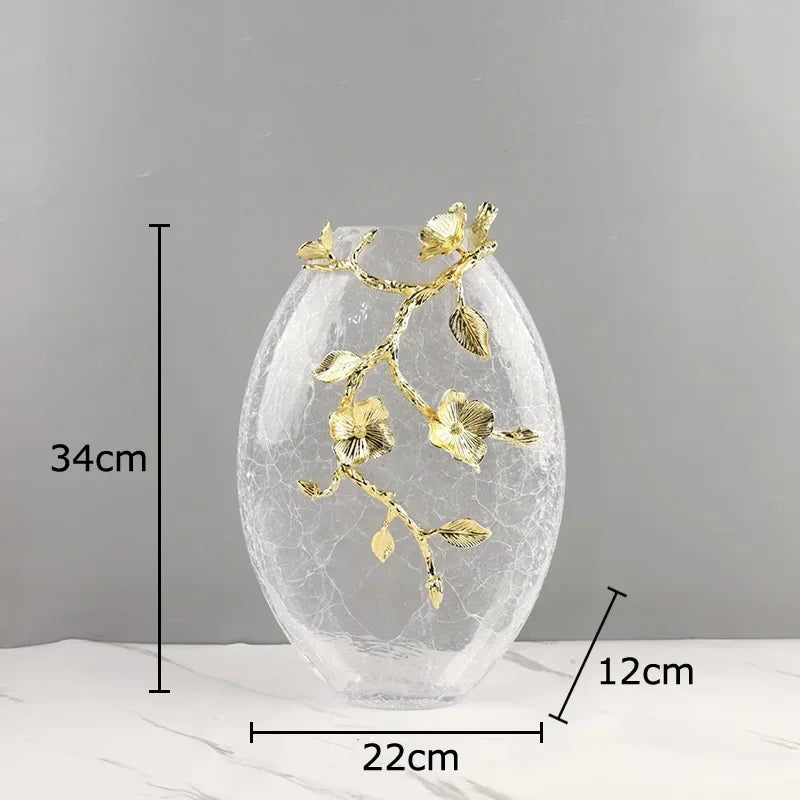مزهرية زجاجية على شكل زهرة ذهبية من DecorBites™ لتزيين المكتب، فازات زهور جمالية، ديكور للغرفة