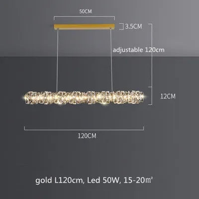مصابيح قلادة LED كريستالية من DecorBites™ | مصباح حلقي معلق قابل للتعتيم | تركيبات ديكور فاخرة حديثة