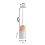 Nordic White Iron Pendant Light With Wood Accent