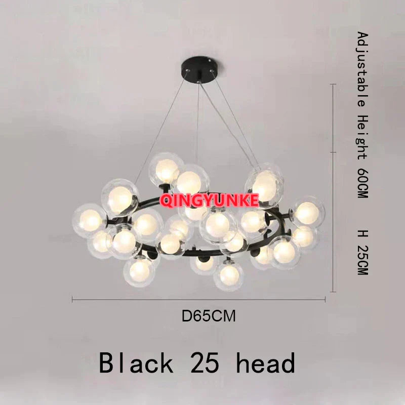 DecorBites™ Glass Ball Chandelier for Living Room - Modern Nordic Kitchen Island Ceiling Light