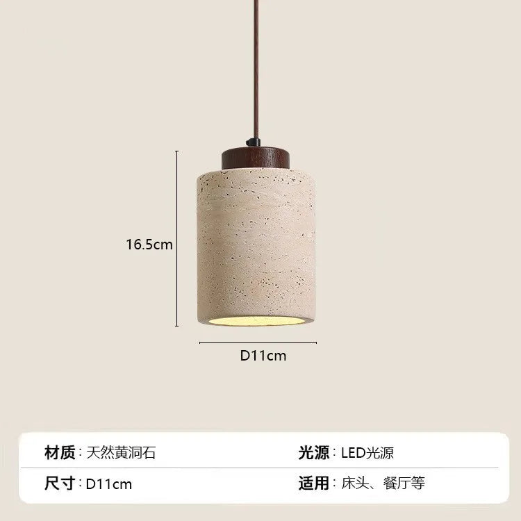 Modern Travertine Stone Pendant Light In Beige
