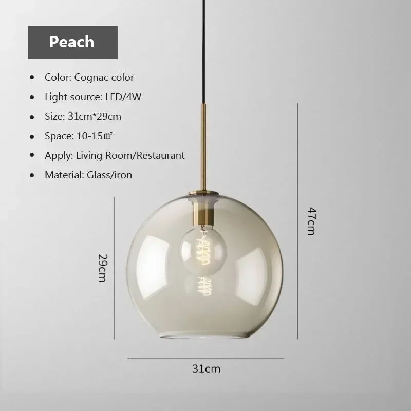 Nordic LED Glass Chandelier Single Multi Head Dining Room Pendant Light Living Room Bedroom Cafe Stairway Home Decoration Lustre