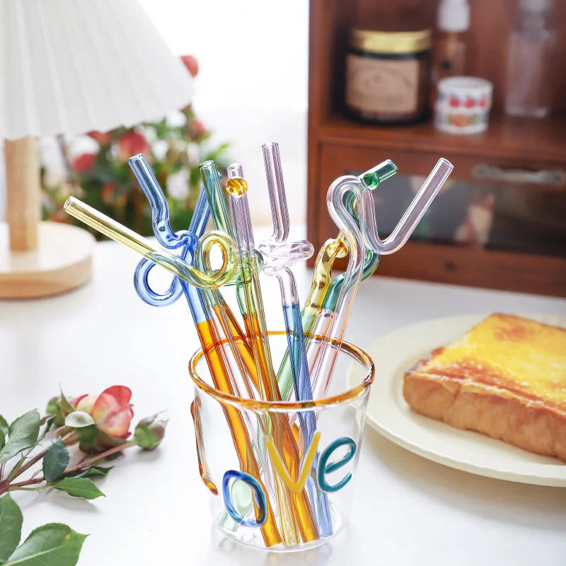  DecorBites™ Glass Flower Handle Stir Bar لأكواب القهوة والمشروبات المختلطة وحفلات المنزل