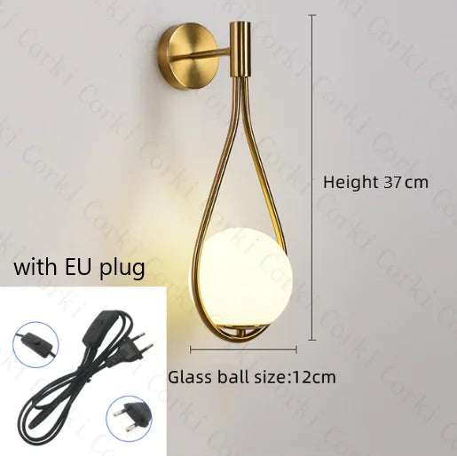 DecorBites™ Glass Ball LED Wall lamp Nordic Modern Minimalist Bedroom Lighting Fixtures