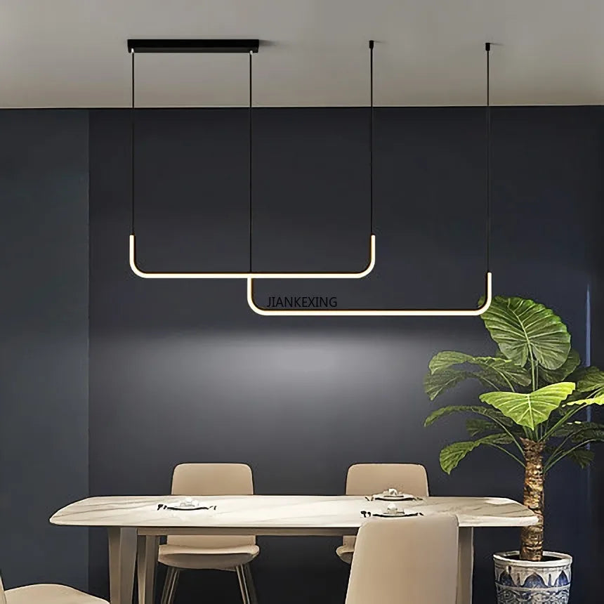 ثريا DecorBites™ LED: إضاءة عصرية ذهبية وسوداء قابلة للتعتيم لغرفة الطعام وطاولة المطبخ