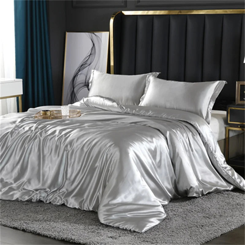 DecorBites™ King Size Silk-Blend Duvet Cover Set with Pillowcases