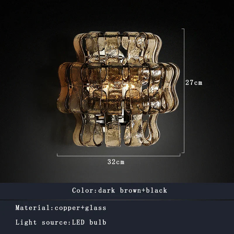 DecorBites™ Dark Brown Glass Wall Sconce Lamps, LED Decoration for Living Room, Aisle, Bedside