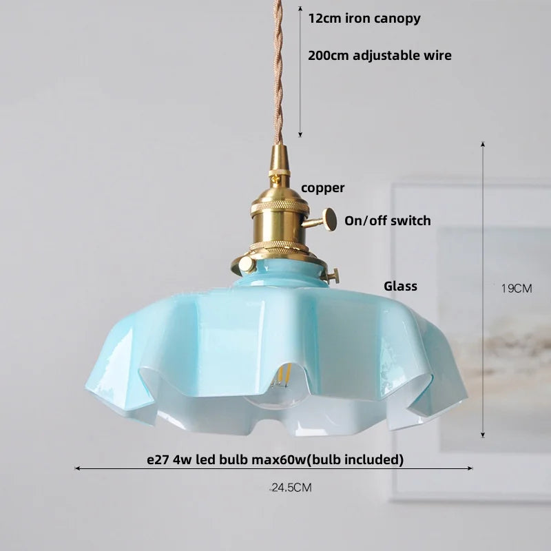 DecorBites™ مصباح معلق زجاجي بتصميم زهرة خضراء - مصباح تعليق حديث للمطابخ والحانات والمطاعم
