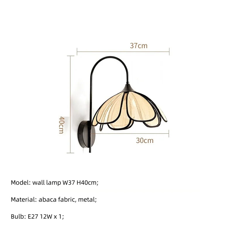 DecorBites™ Creamy Abaca Fabric Led Pendant Light - Nordic French Wabi Sabi Suspend Lamp