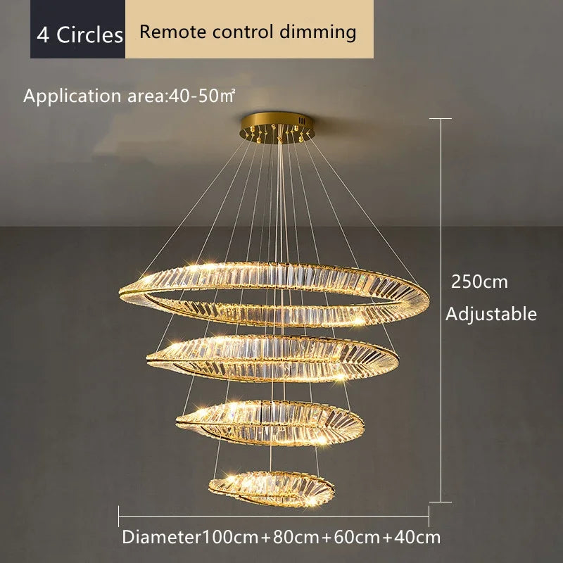 DecorBites™ Crystal LED Chandelier for Home Dining Room Kitchen Gold Lustres
