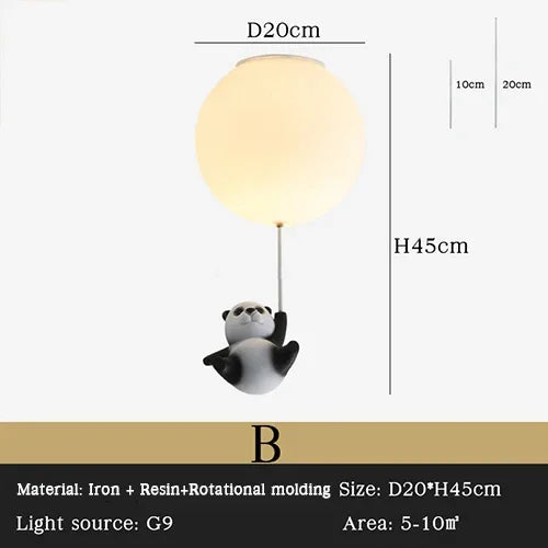 نجفة سقف LED بتصميم دب للأطفال من ديكور بايتس™، مصباح معلق لطيف لغرفة نوم الأولاد والبنات