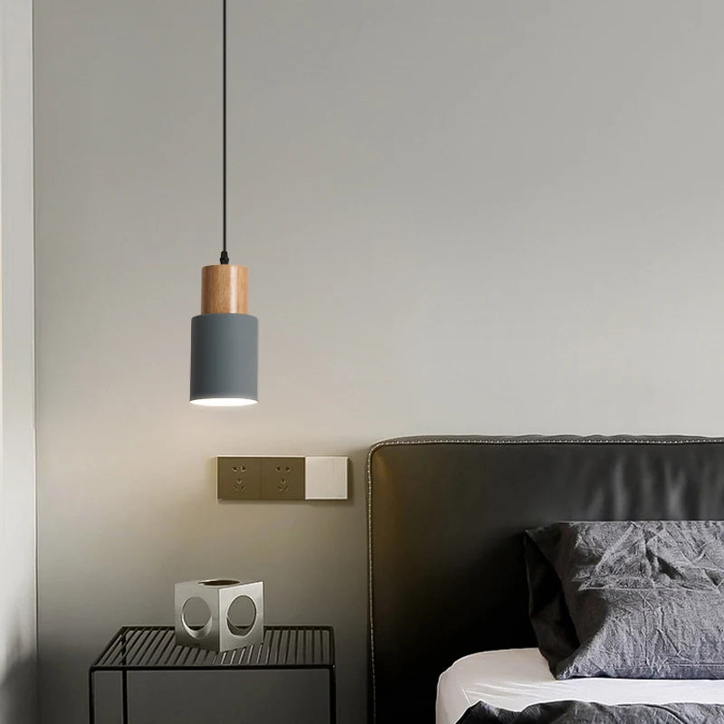 Minimalist Nordic Wood and Metal Single Pendant Light