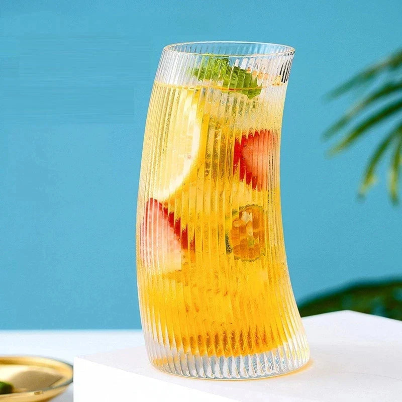 DecorBites™ 450ml/300ml Sail-Shaped Glass Cups | Elegant Glassware for Tea, Juice