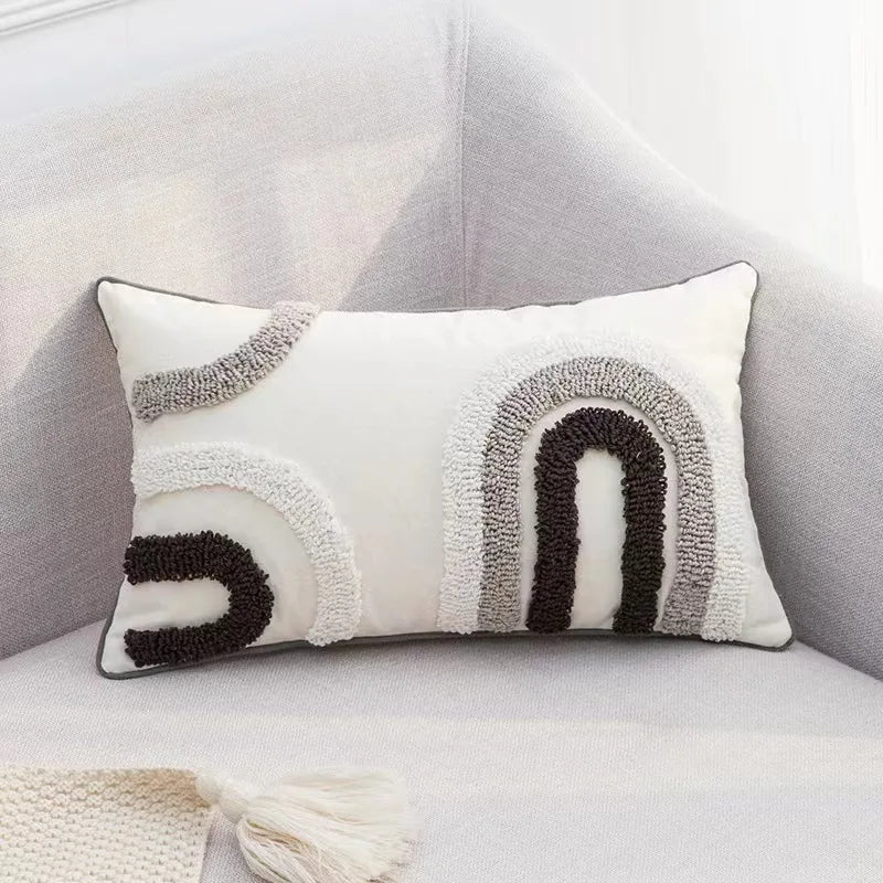 DecorBites™ Geometric Tufted Tassel Cushion Cover 30x50cm