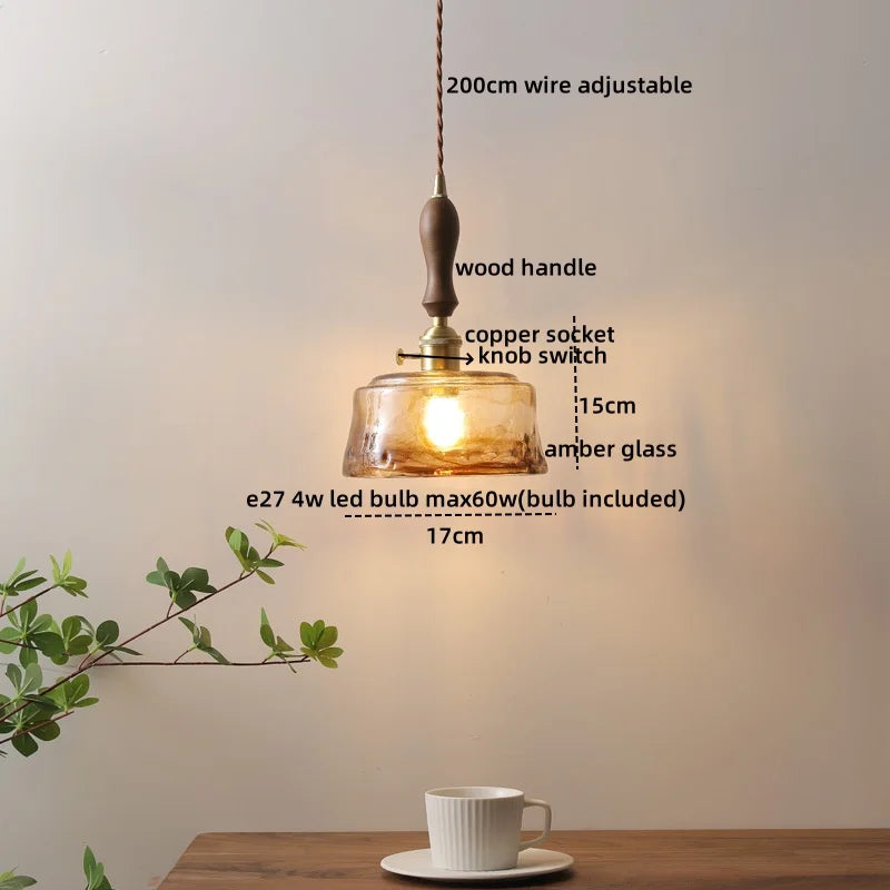فيتشرز™ Glass Copper LED Pendant Lights - مصابيح معلقة عصرية للديكور المنزلي