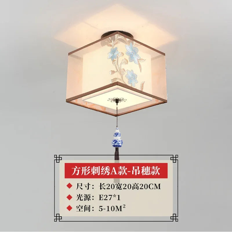 ثريا سقف صينية من DecorBites™ Lotus، مصباح ممر بسيط، إضاءة LED للوحات