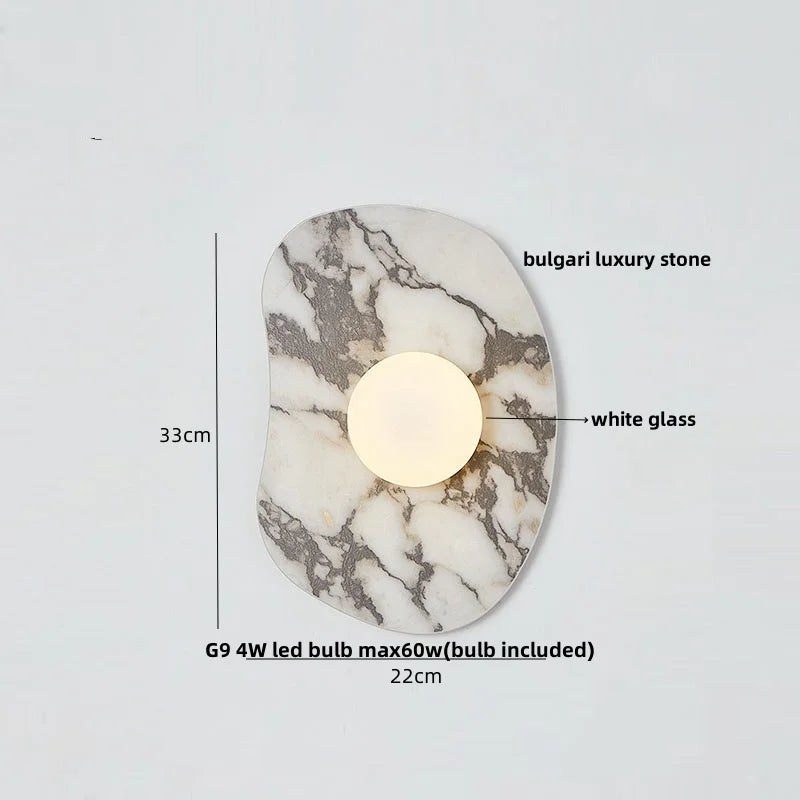 DecorBites™ Green Marble Stone LED Wall Sconce Lighting for Bedroom and Hallway