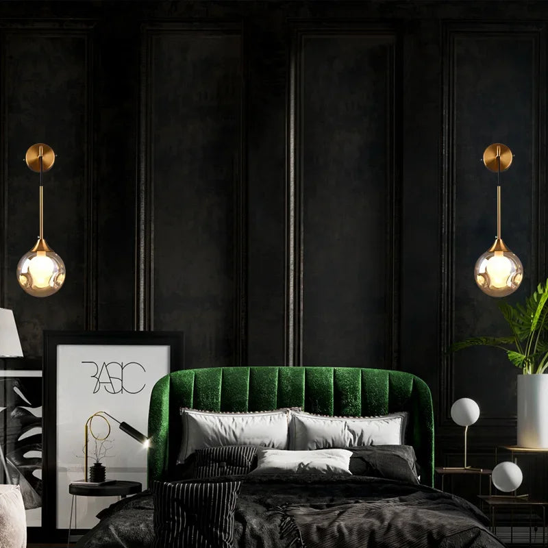 DecorBites™ Glass Ball Gold Wall Lamp Modern Sconce Nordic Light Fixture for Living Bedroom