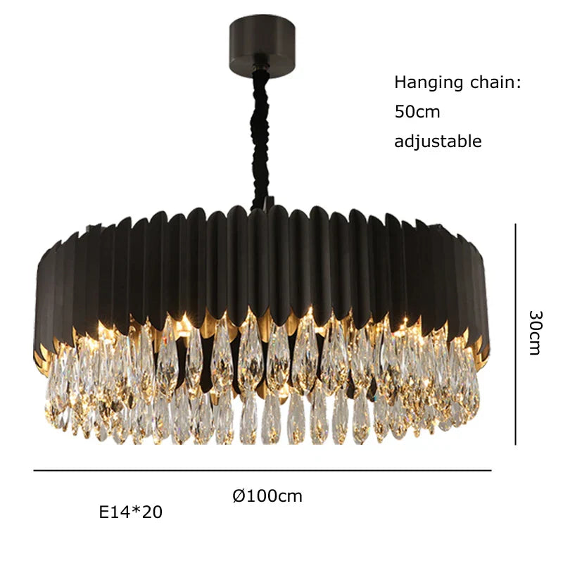 DecorBites™ Black Crystal Ceiling Pendant Lights for Dining Table - Nordic Luxury Design