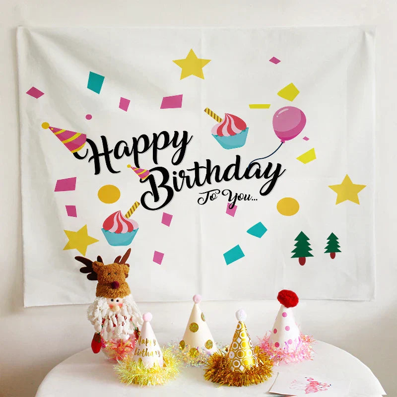 DecorBites™ Birthday Wall Tapestry Decoration Party Bedroom Hanging Cloth
