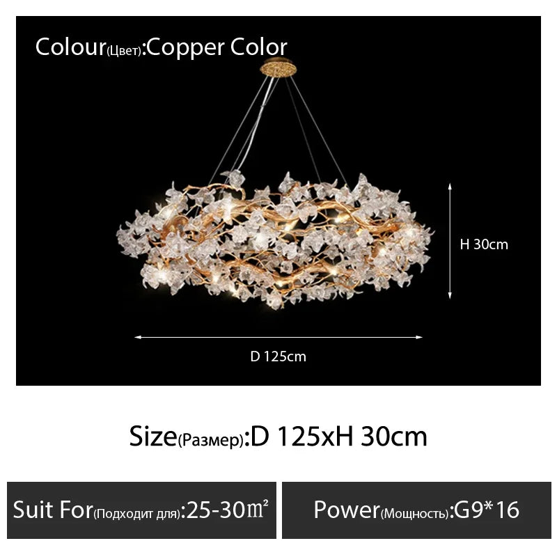 DecorBites™ Crystal Branch Ceiling Chandelier | Indoor Dining Living Room Light Fixture