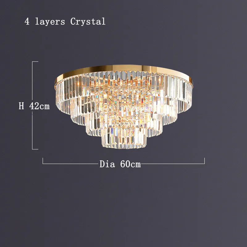 مصابيح سقف كريستالية ذهبية LED من DecorBites™: تجهيزات فاخرة لديكور المنزل