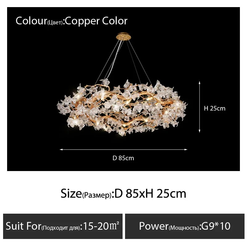 DecorBites™ Crystal Branch Ceiling Chandelier | Indoor Dining Living Room Light Fixture