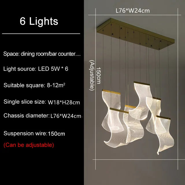 DecorBites™ ثريا سقف LED، مصباح معلّق للدرج، إضاءة عصرية مبتكرة لغرفة المعيشة وغرفة الطعام