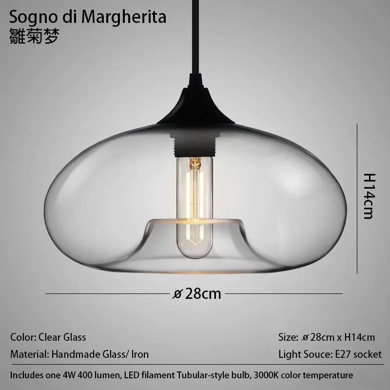 Handmade Glass Nordic Pendant Light With Chrome Finish