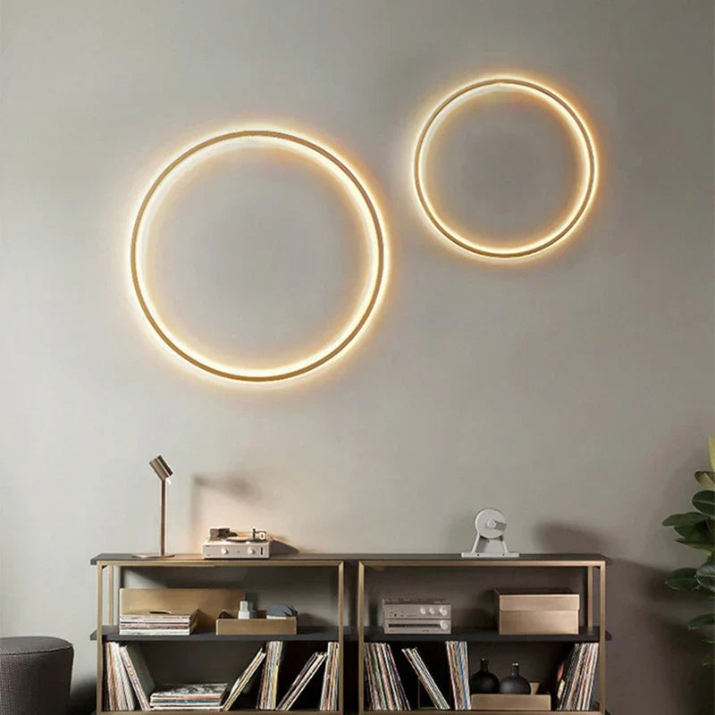 DecorBites™ Dimmable Black Gold Aluminium Ring Wall Lamp for Elegant Lighting