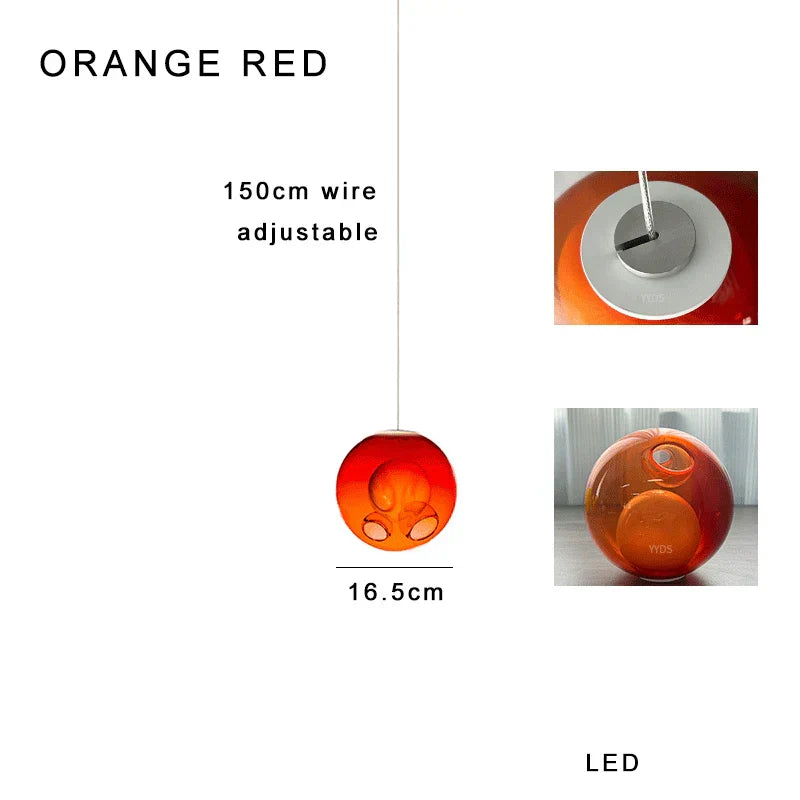DecorBites™ Glass Ball Pendant Light: Modern Handmade Boho Sputnik Fixture for Living Room & Dining Room