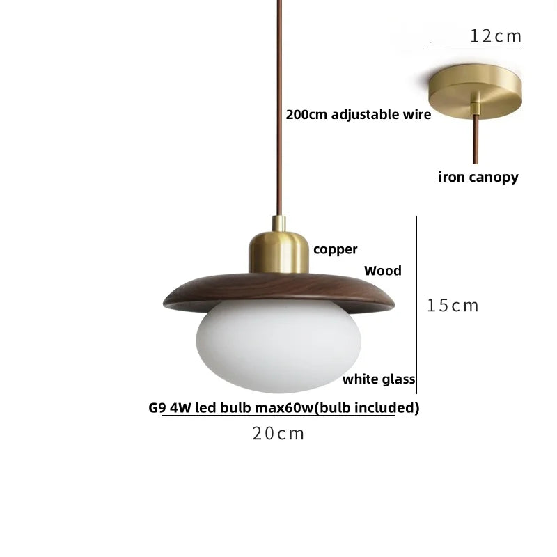 DecorBites™ LED Wood Pendant Light Fixture | Adjustable Hanging Lamp for Home Decor