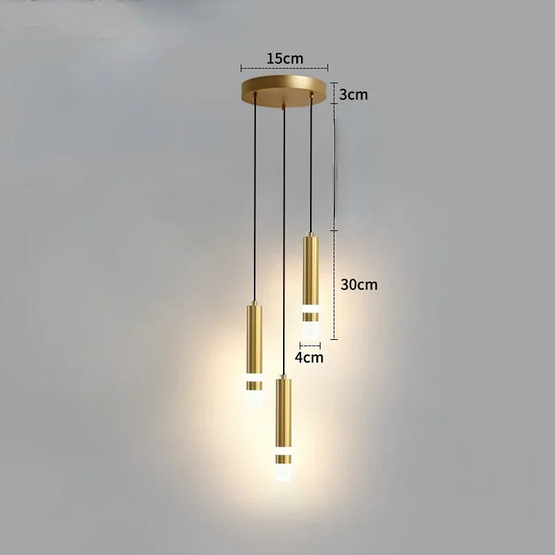 Modern Long Double Spotlight Pendant Light in Black/Gold