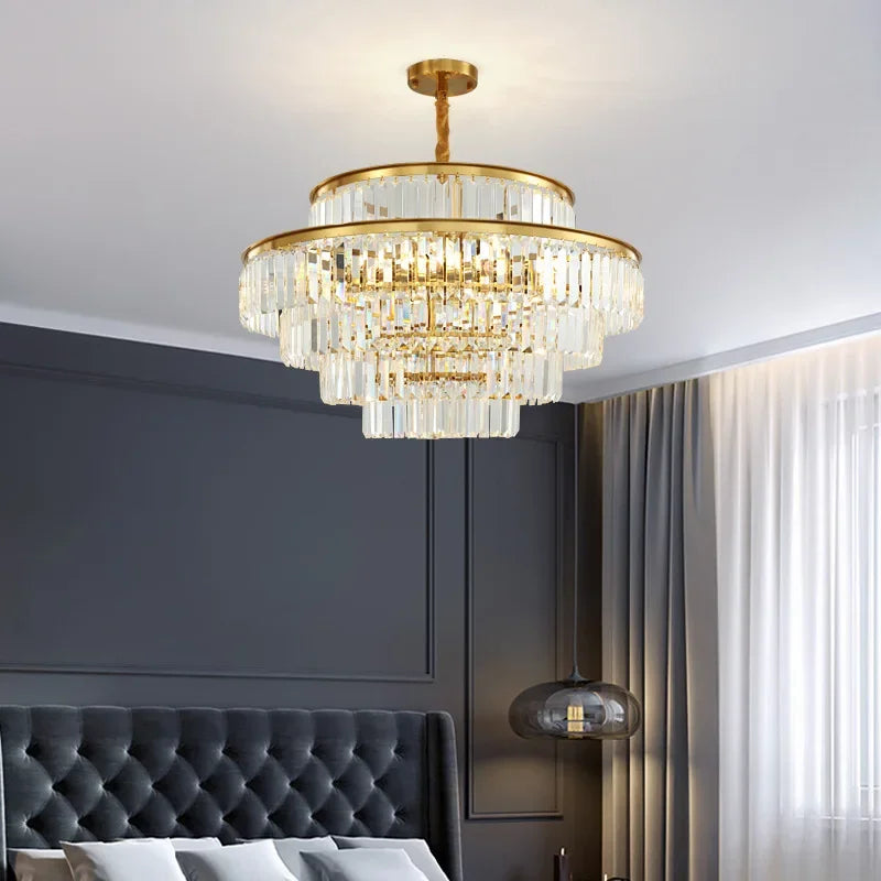 DecorBites™ ثريا كريستال ذهبية متدلية لغرفة المعيشة الفاخرة، غرفة الطعام، غرفة النوم