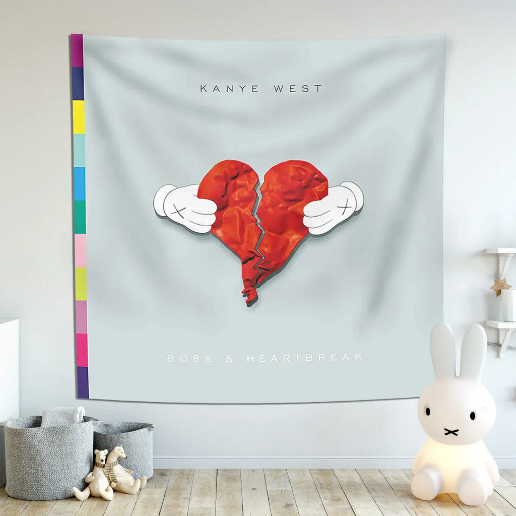 DecorBites™ نسيج Kanye's West الجداري: ملصق غلاف ألبوم موسيقي لتزيين غرفة النوم
