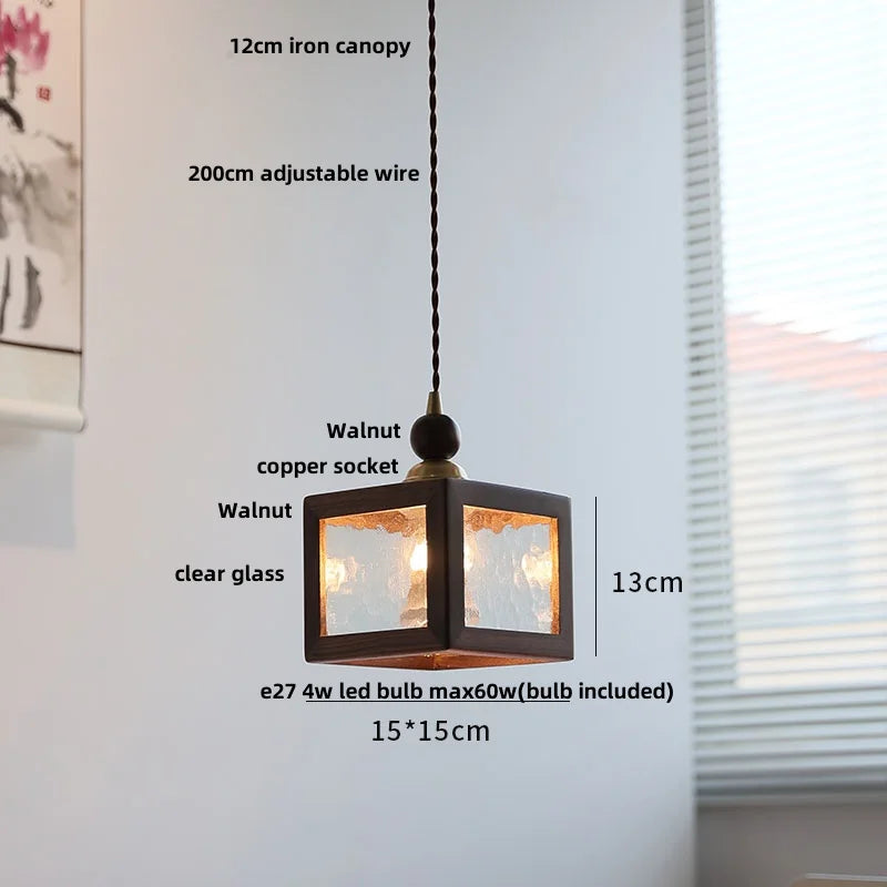 DecorBites™ Amber Glass LED Pendant Light - Modern Nordic Design with Iron Base