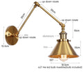 DecorBites™ Gold Long Arm LED Wall Sconce with Pull Chain Switch, Adjustable Industrial Bedside Lamp